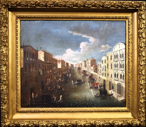 Venise, défilé de gondoles sur le canal - Gabriele Bella (Venise 1730-1799) - Tableaux et dessins Style Louis XV